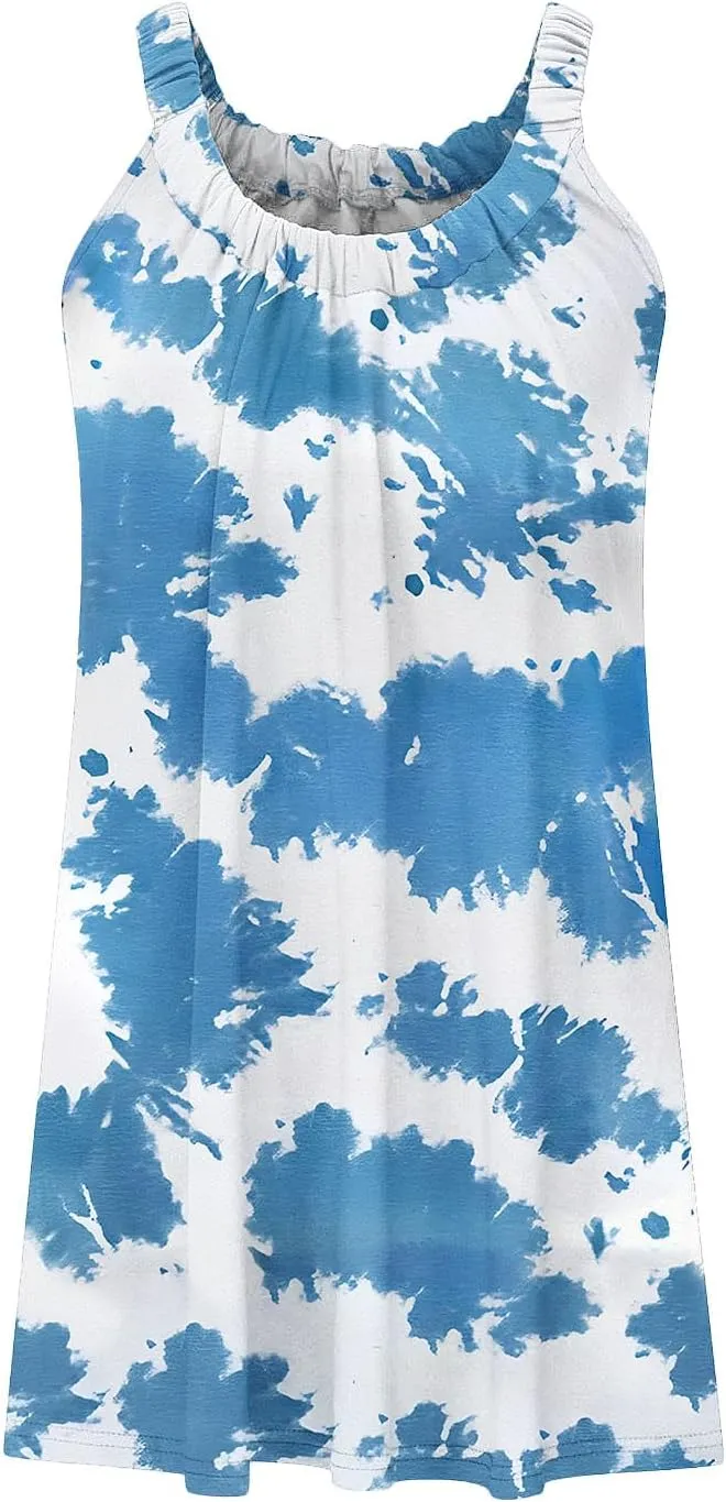 Womens Beach Dresses Loose Swimsuit Cover Ups Sleeveless Vacation Dresses Flowy Mini Dress Casual Dresses