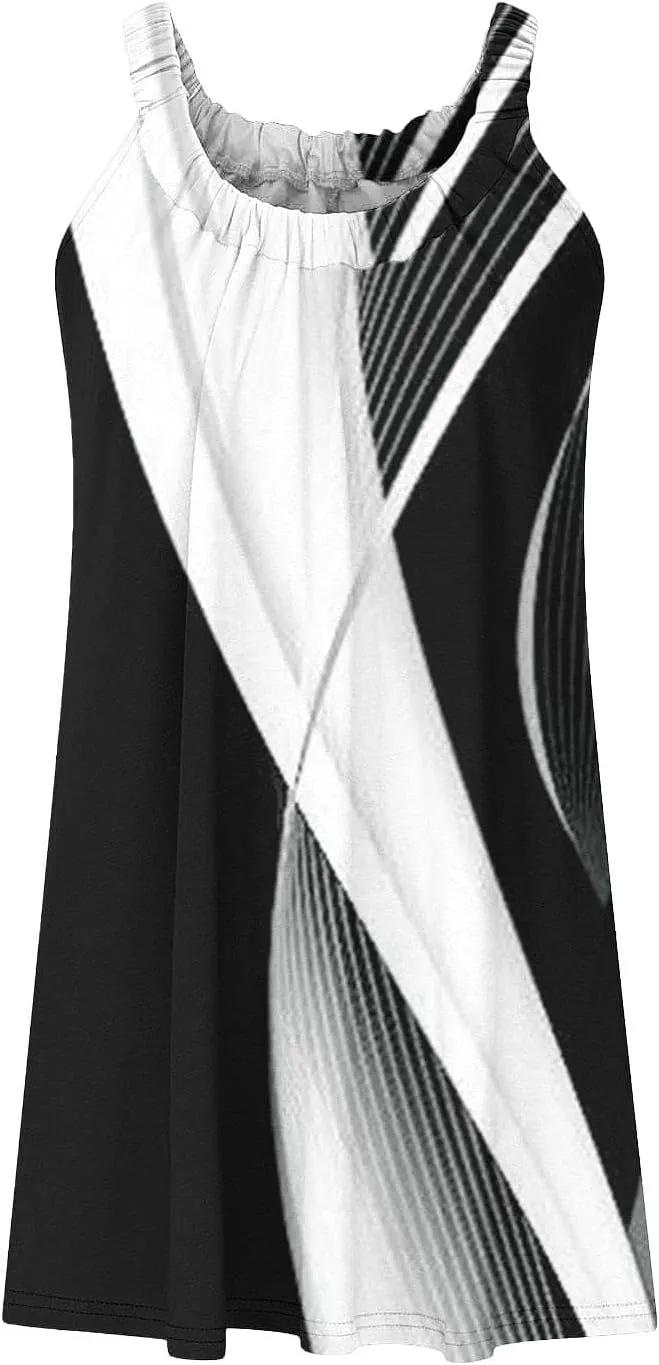 Womens Beach Dresses Loose Swimsuit Cover Ups Sleeveless Vacation Dresses Flowy Mini Dress Casual Dresses