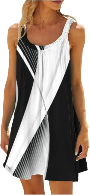 Womens Beach Dresses Loose Swimsuit Cover Ups Sleeveless Vacation Dresses Flowy Mini Dress Casual Dresses