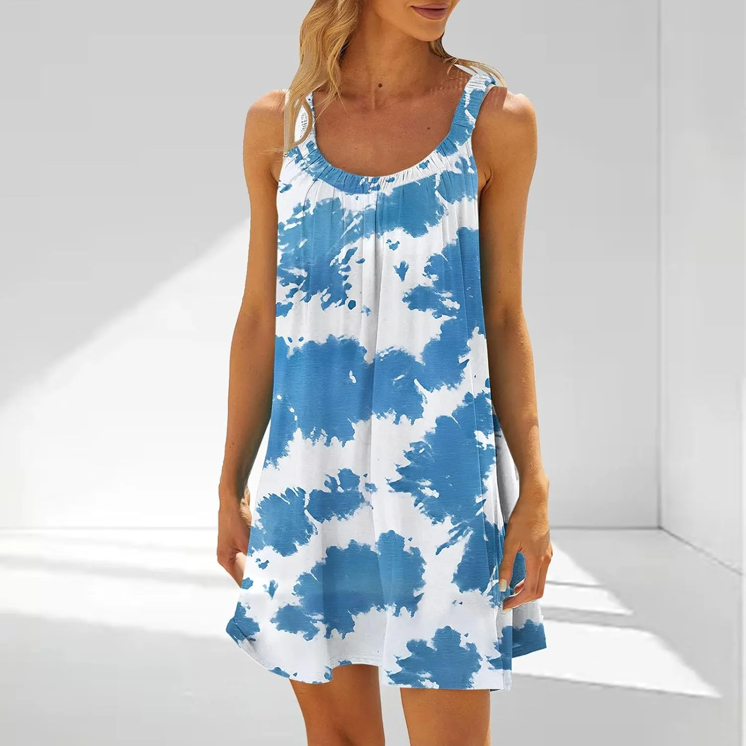 Womens Beach Dresses Loose Swimsuit Cover Ups Sleeveless Vacation Dresses Flowy Mini Dress Casual Dresses