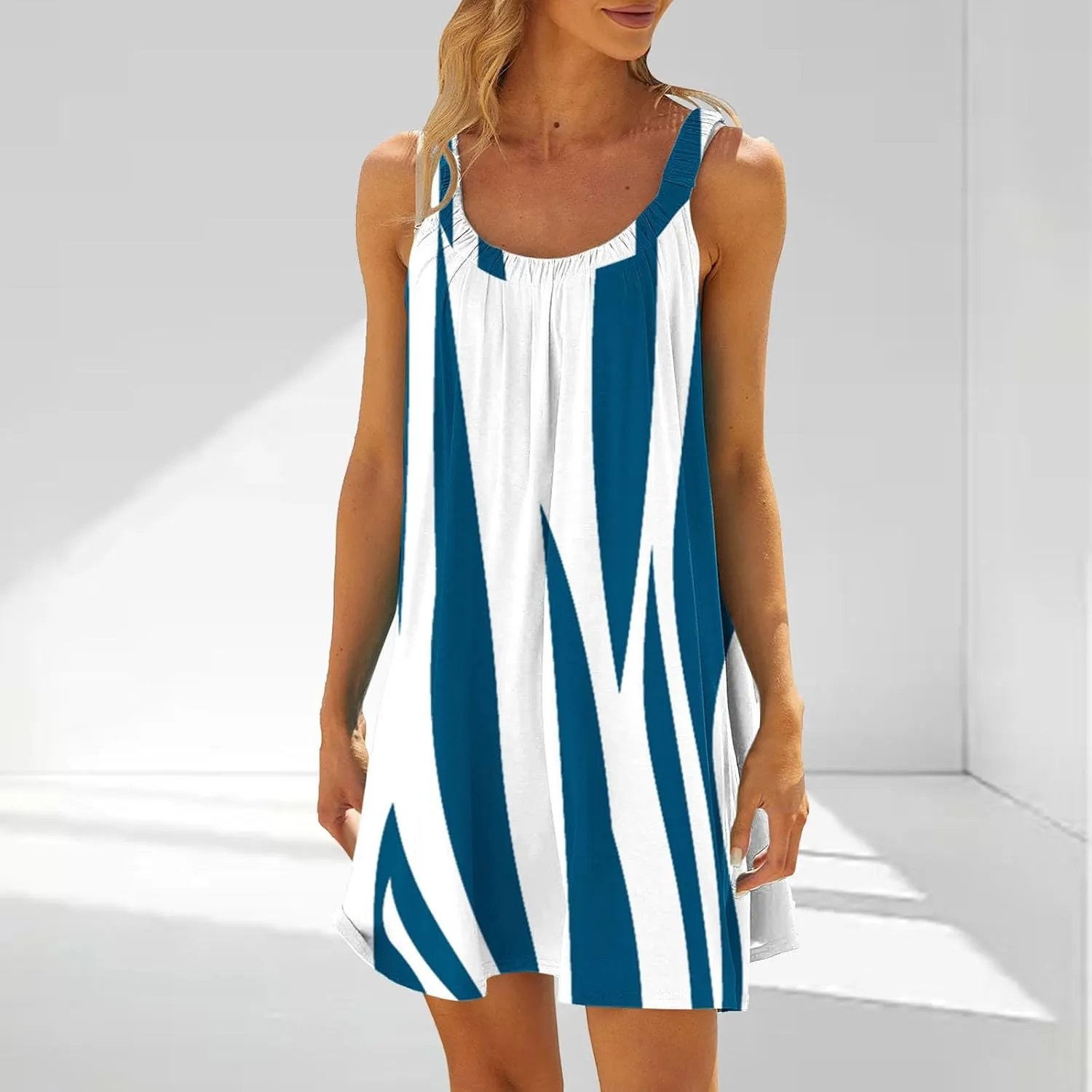 Womens Beach Dresses Loose Swimsuit Cover Ups Sleeveless Vacation Dresses Flowy Mini Dress Casual Dresses