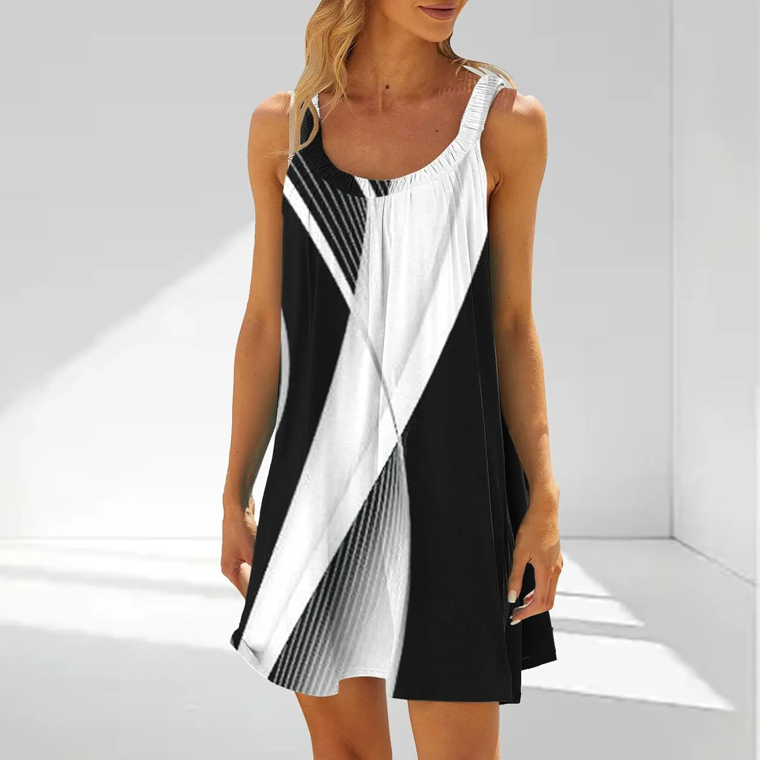 Womens Beach Dresses Loose Swimsuit Cover Ups Sleeveless Vacation Dresses Flowy Mini Dress Casual Dresses