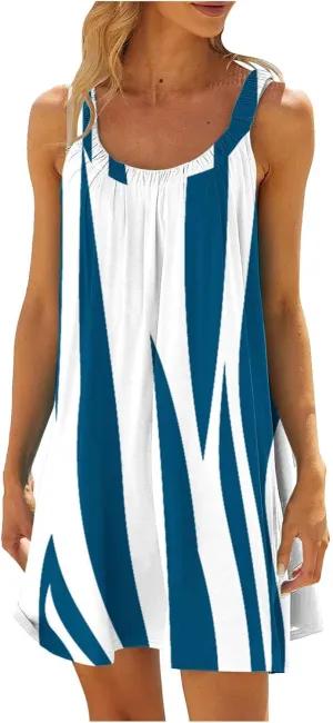 Womens Beach Dresses Loose Swimsuit Cover Ups Sleeveless Vacation Dresses Flowy Mini Dress Casual Dresses
