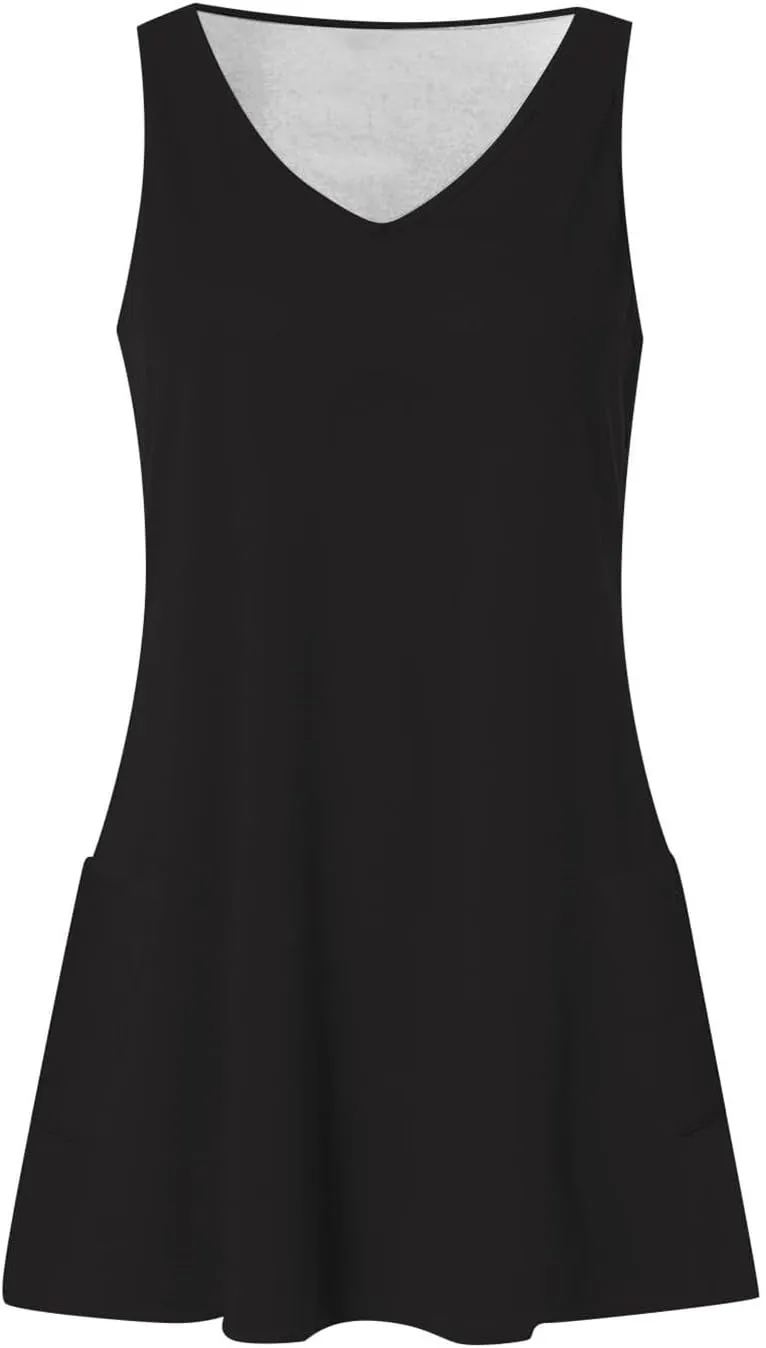 Women's Beach Dresses Loose Swimsuit Cover Ups Sleeveless Vacation Dresses Swing Mini Dress Casual Dresses
