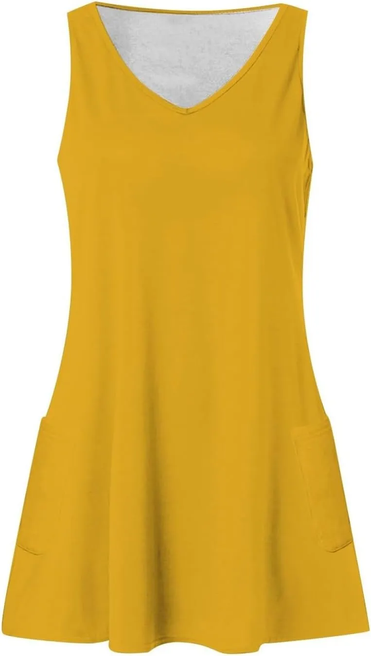 Women's Beach Dresses Loose Swimsuit Cover Ups Sleeveless Vacation Dresses Swing Mini Dress Casual Dresses