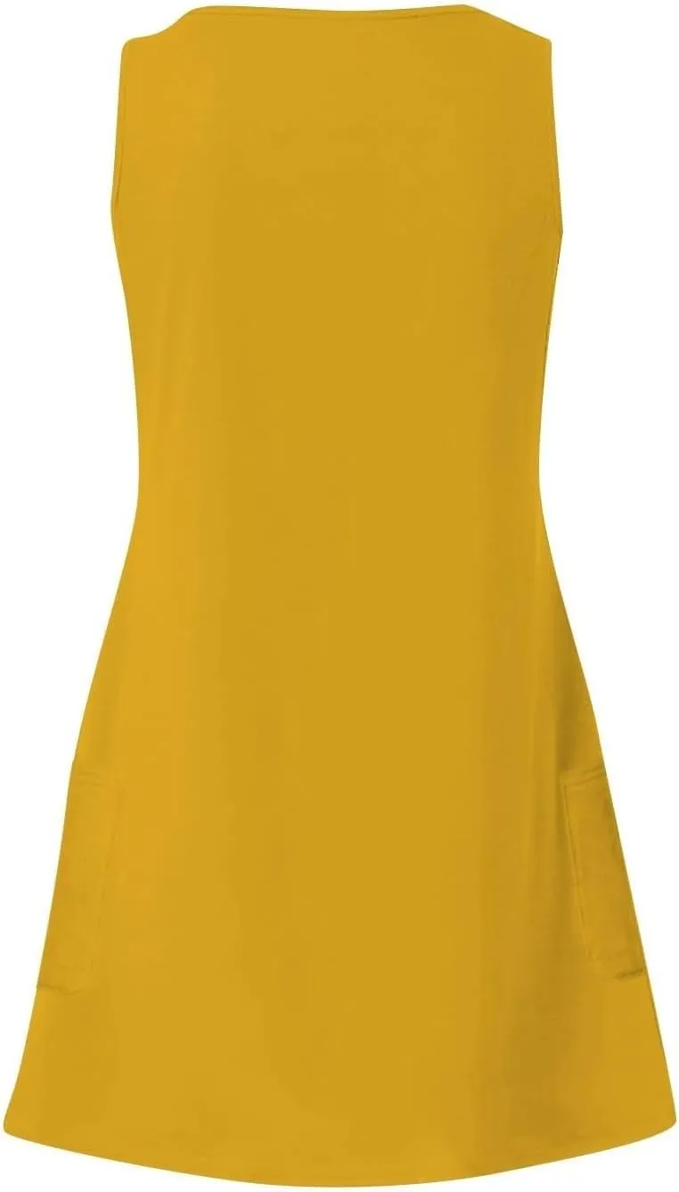 Women's Beach Dresses Loose Swimsuit Cover Ups Sleeveless Vacation Dresses Swing Mini Dress Casual Dresses