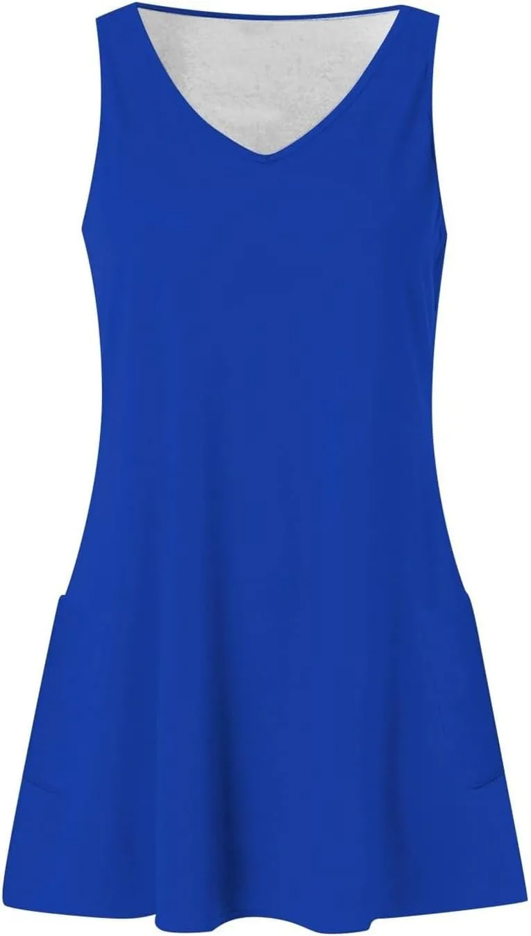 Women's Beach Dresses Loose Swimsuit Cover Ups Sleeveless Vacation Dresses Swing Mini Dress Casual Dresses