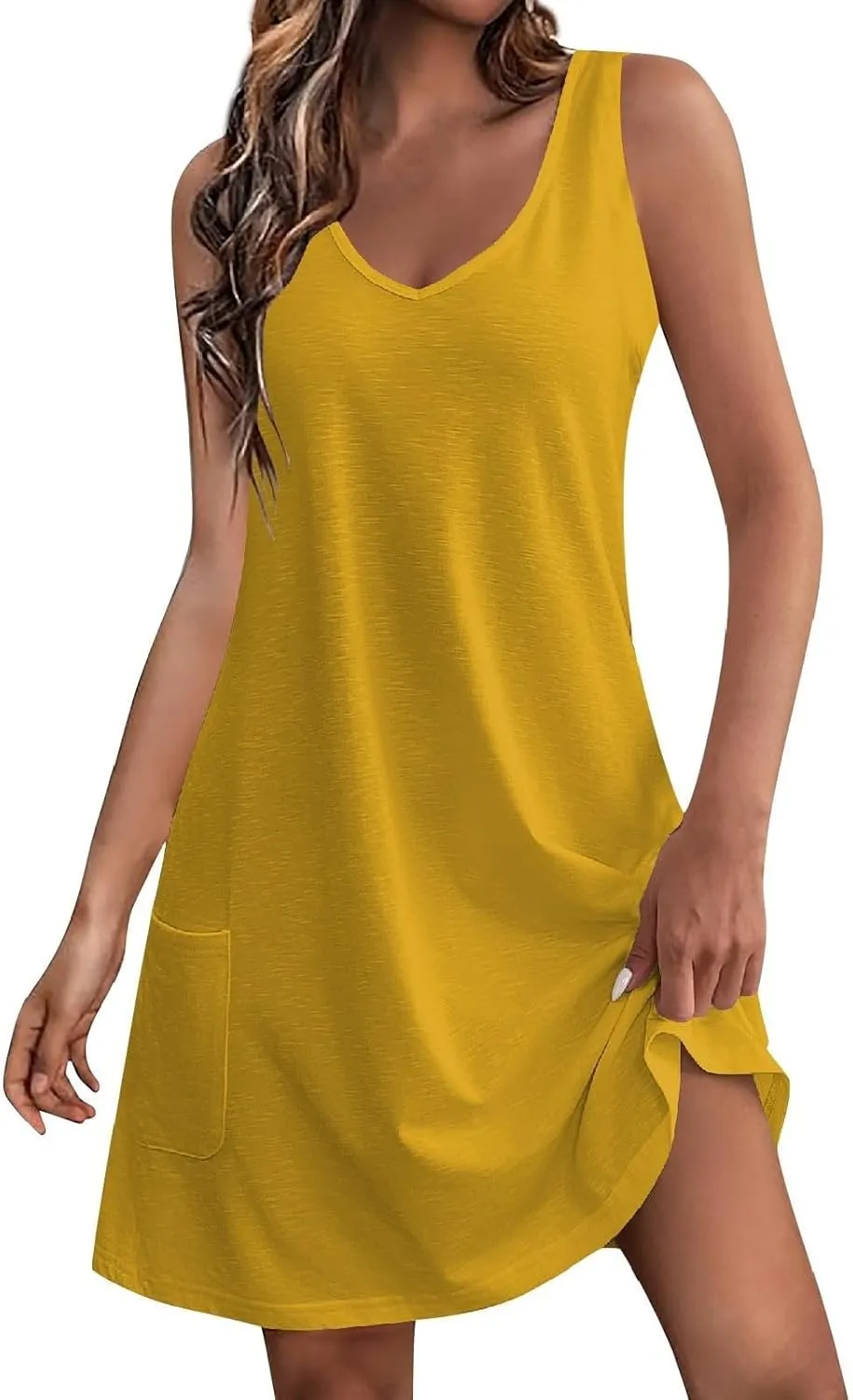 Women's Beach Dresses Loose Swimsuit Cover Ups Sleeveless Vacation Dresses Swing Mini Dress Casual Dresses