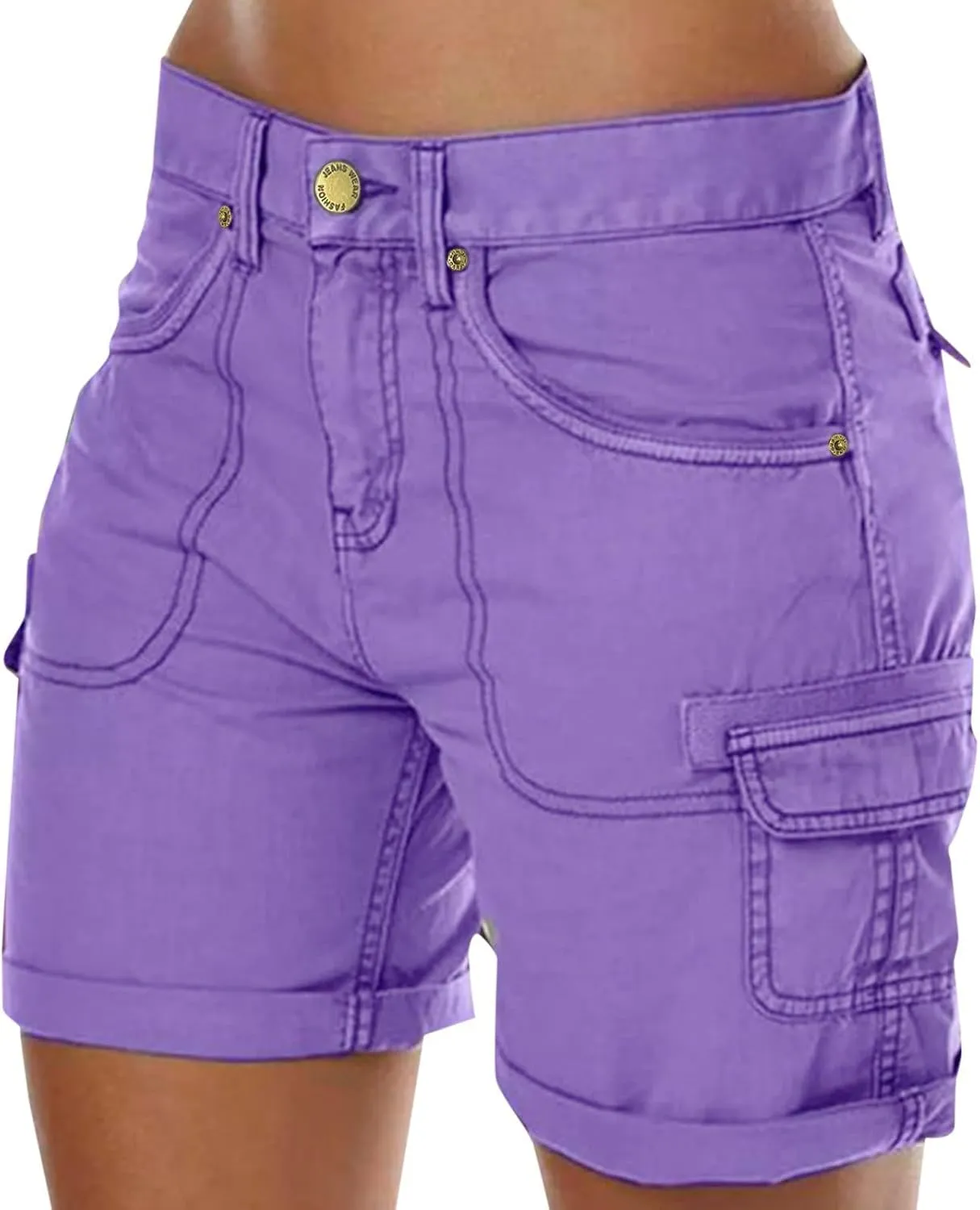 Womens Cargo Shorts Trendy Summer 2025 Casual High Waisted Work Shorts Retro Loose Outdoor Hiking Shorts with Pockets