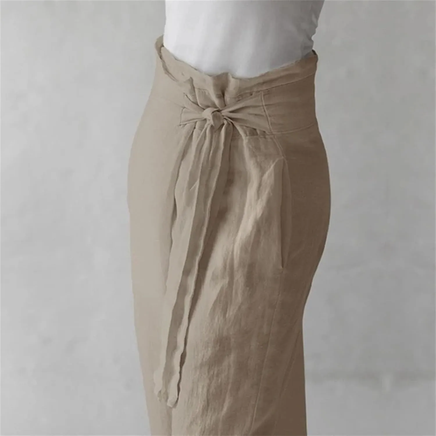 Women’s Cotton Linen Vintage Bloomers Wide-Leg Pants Year-Round Retro Loungewear