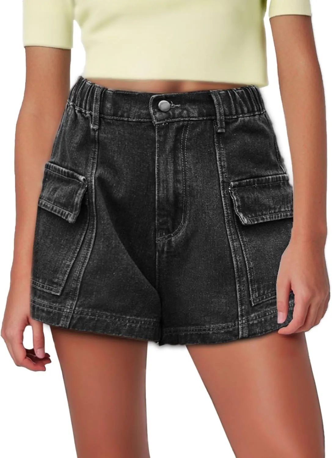 Womens Denim Shorts Summer Baggy High Waisted Flowy Wide Leg Buttons Pleated Casual Jean Shorts Fashion Ruffle Skorts