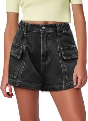 Womens Denim Shorts Summer Baggy High Waisted Flowy Wide Leg Buttons Pleated Casual Jean Shorts Fashion Ruffle Skorts