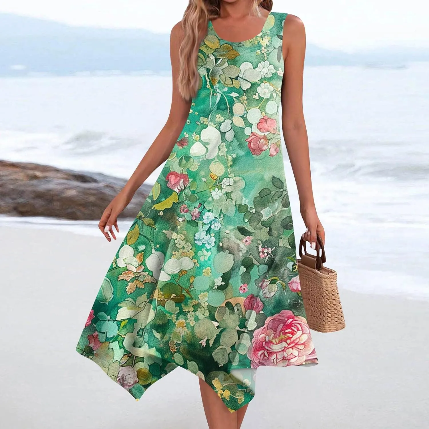 Womens Dresses Sleeveless Summer Dresses for Women Plus Size Sundress Plus Size Sun Dresses Beach Dresses for Women
