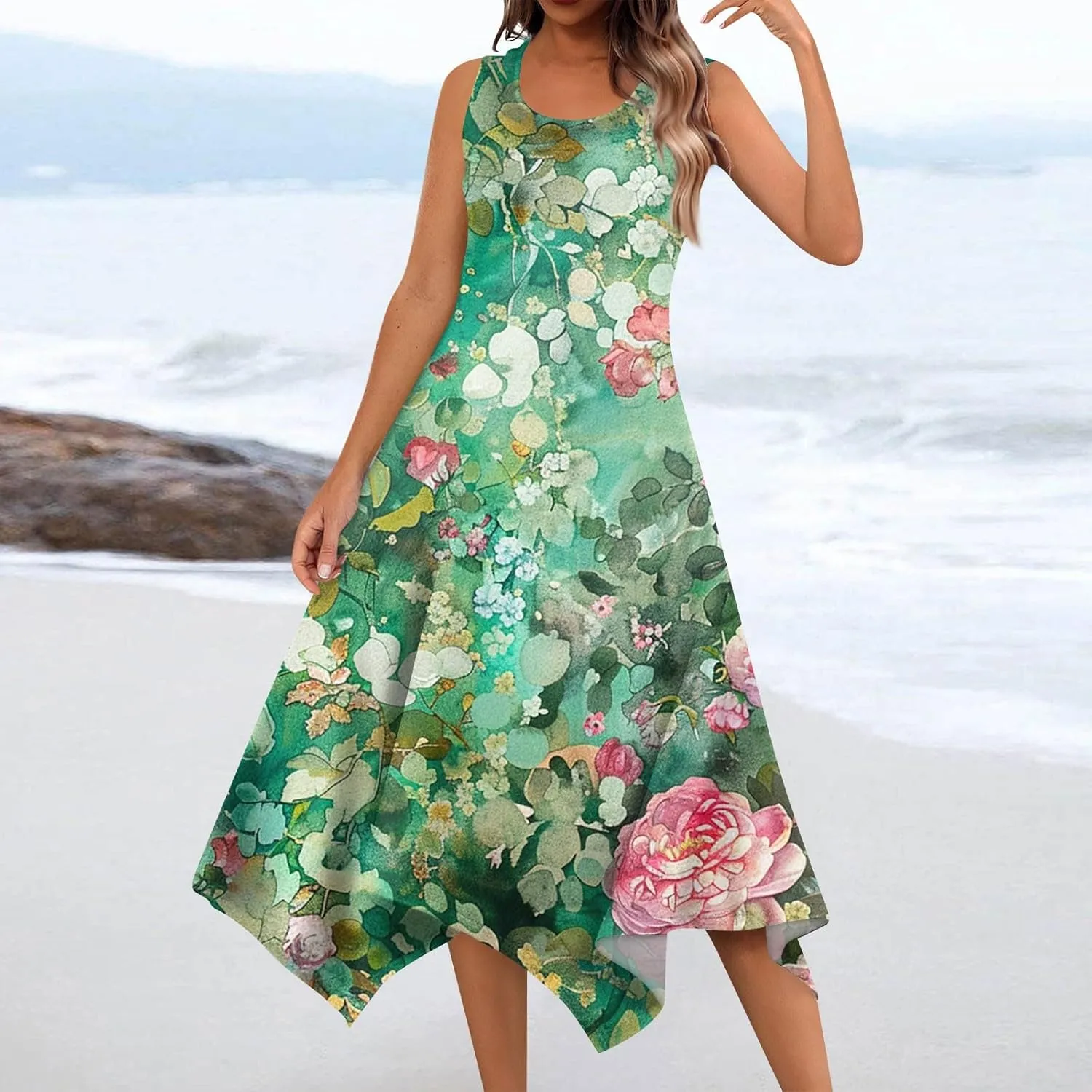 Womens Dresses Sleeveless Summer Dresses for Women Plus Size Sundress Plus Size Sun Dresses Beach Dresses for Women