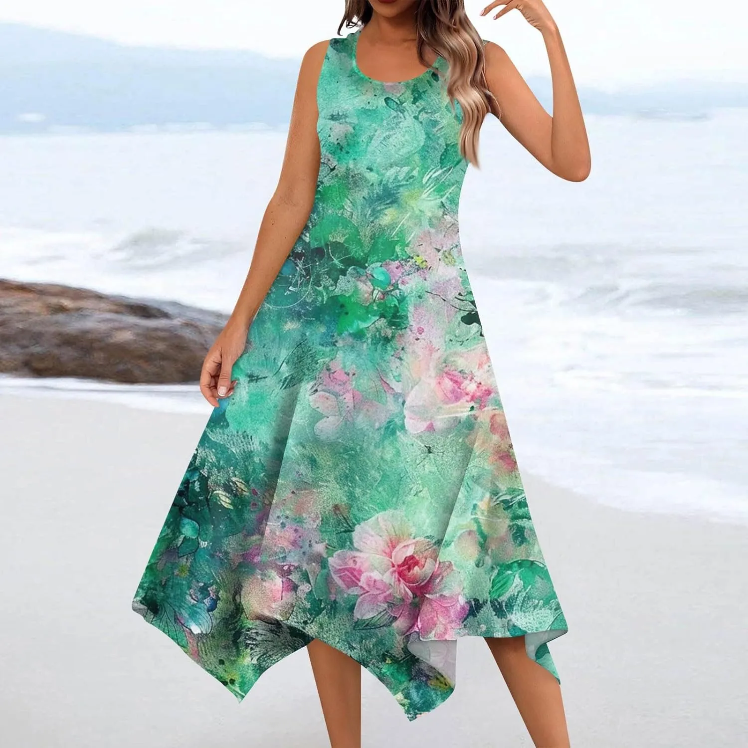 Womens Dresses Sleeveless Summer Dresses for Women Plus Size Sundress Plus Size Sun Dresses Beach Dresses for Women