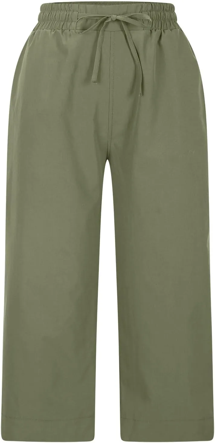 Women's Elastic Drawstring Waist Crop Pants 2025 Trendy Capri Sweatpants Loose Fit Comfort Cropped Pant with Pocket