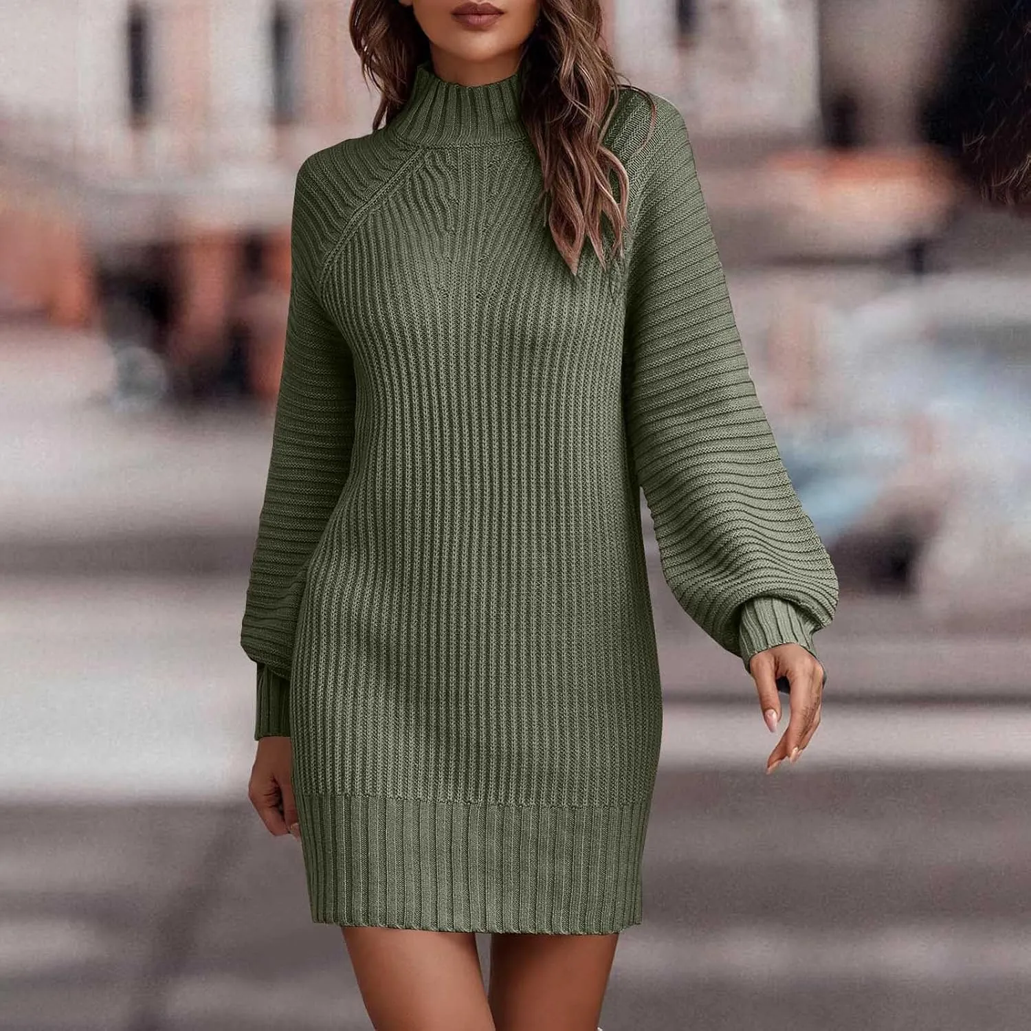 Womens Fall Casual Dresses Elegant 2024 Long Sleeve Sweater Dresses Knitted Pullover Crewneck Short Shift Dresses