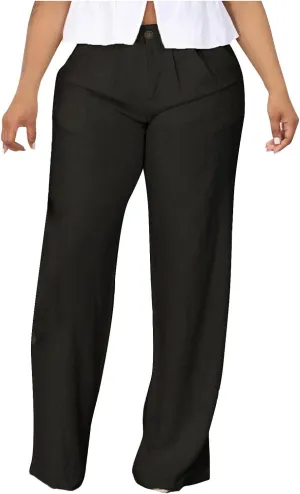 Womens Lightweight Flax Pants 2024 Casual High Waisted Wide Leg Trousers Long Straight Thin Comfy Going Out Work Pants