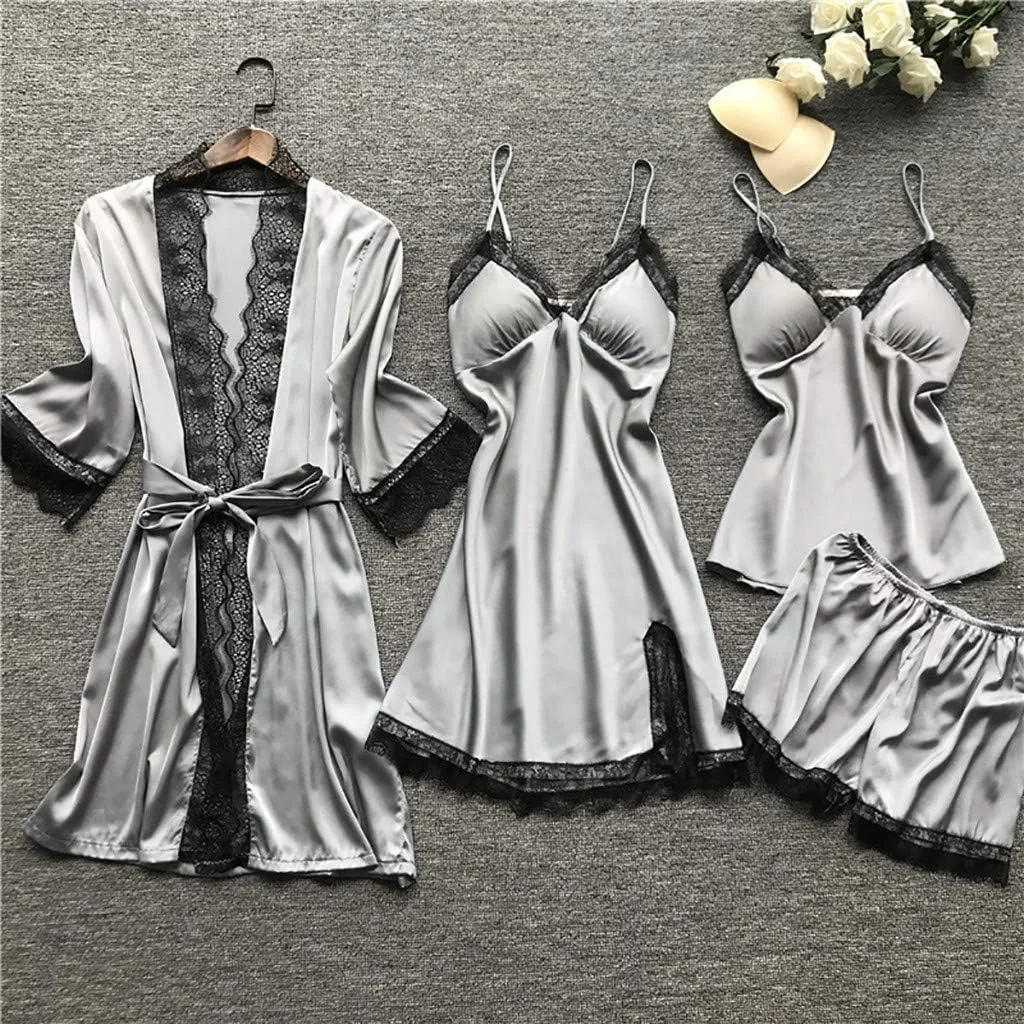 Womens Lingerie V-Neck Nightwear Naughty Babydoll Teddy Hollow-Out Full Slips Underwear Set