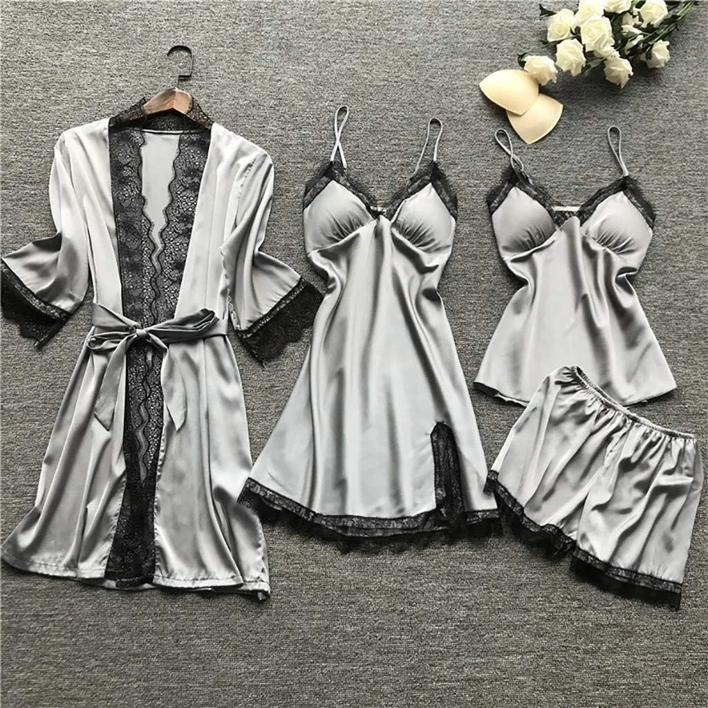 Womens Lingerie V-Neck Nightwear Naughty Babydoll Teddy Hollow-Out Full Slips Underwear Set