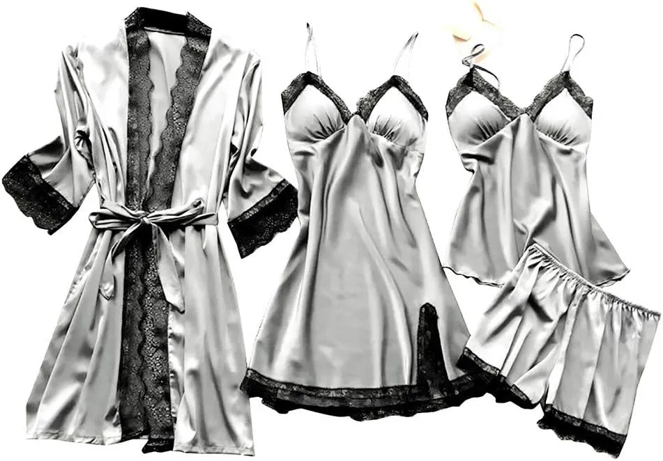 Womens Lingerie V-Neck Nightwear Naughty Babydoll Teddy Hollow-Out Full Slips Underwear Set