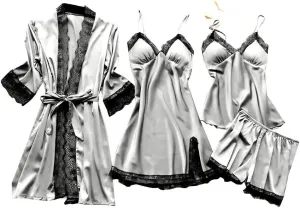 Womens Lingerie V-Neck Nightwear Naughty Babydoll Teddy Hollow-Out Full Slips Underwear Set