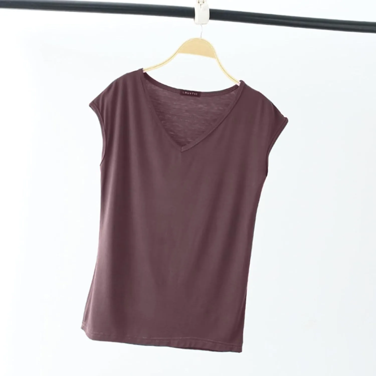 Womens Modal Tops Cap Sleeve V Neck T Shirt Ruched Slim Fit Basic Tees Lightweight Casual Summer Sleep Lounge Shirt