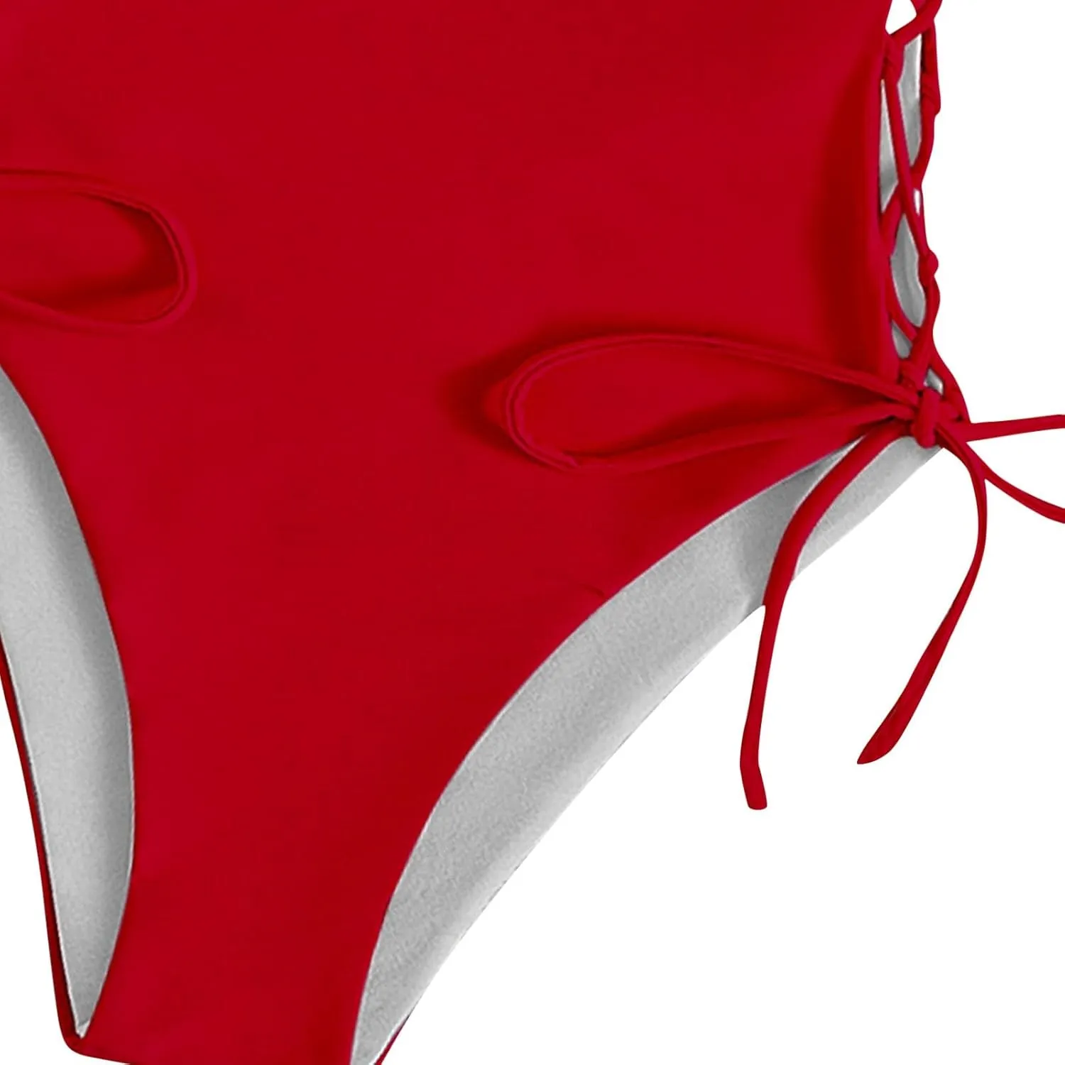 Womens One Piece Swimsuit High Waist Side Criss Cross Drawstring Bathing Suits Tummy Control Swimwear Backless Bikini