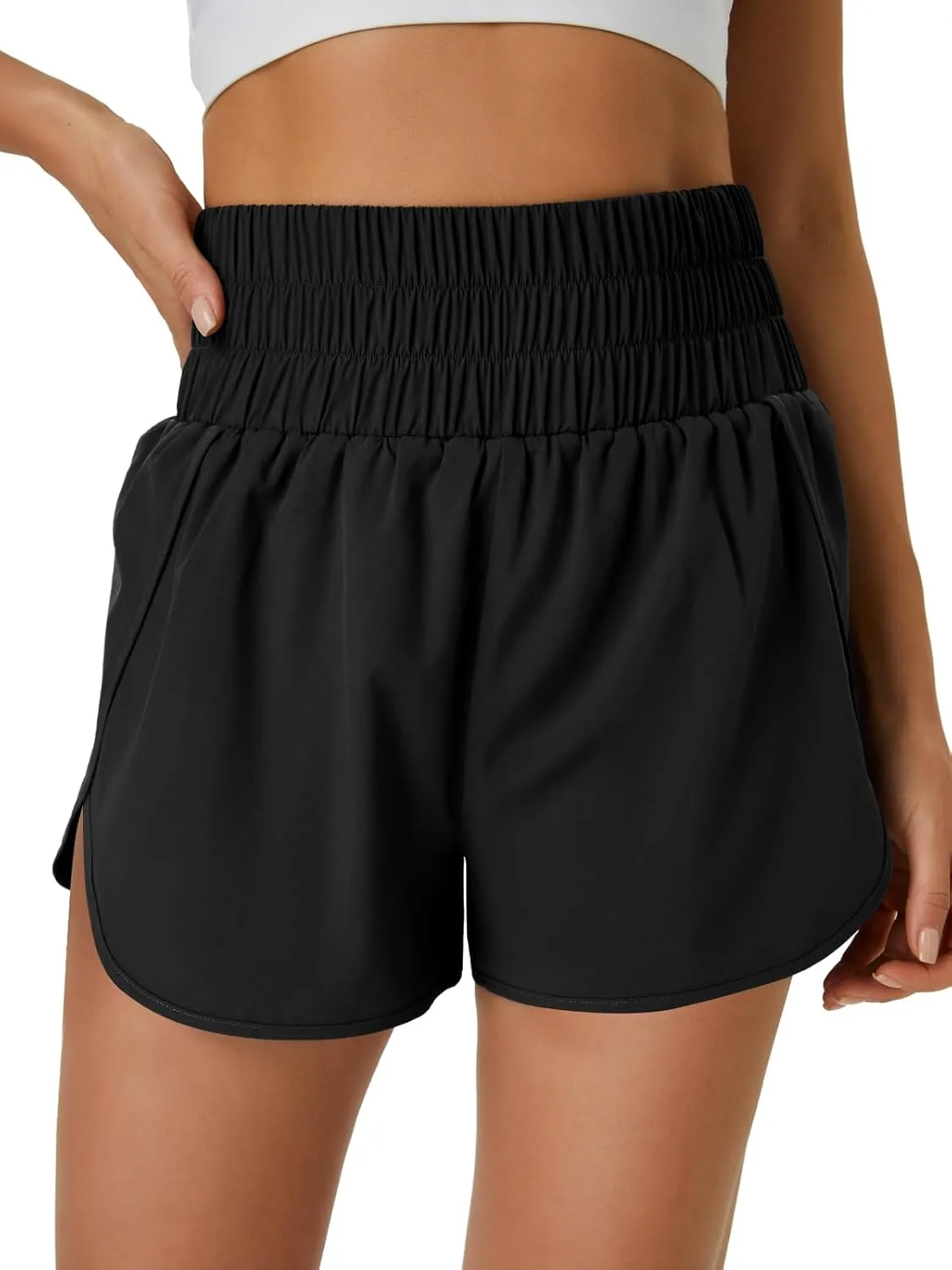 Women's Running Shorts 2 in 1 High Waisted Workout Shorts with Liner Shorts Pocket