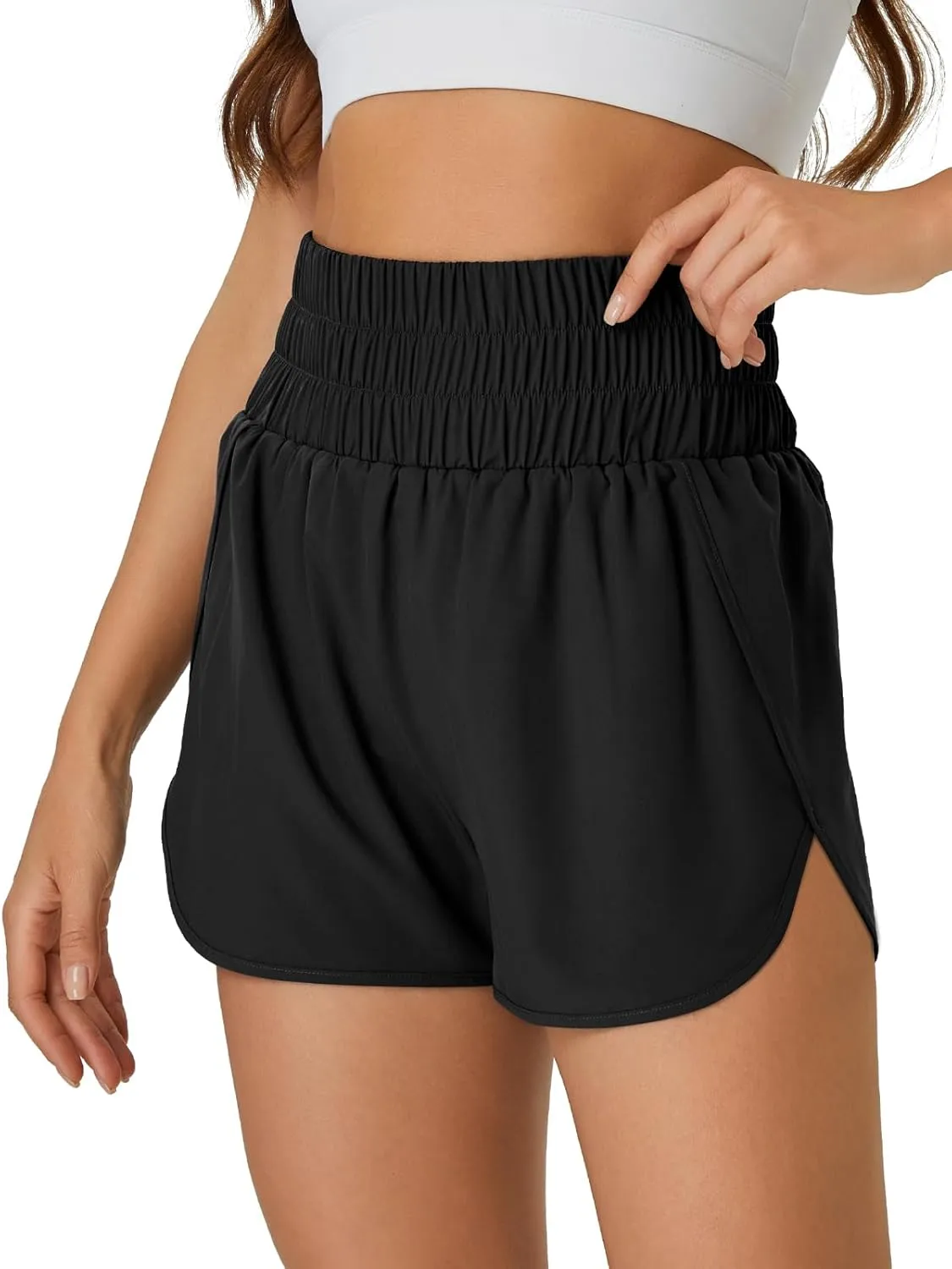 Women's Running Shorts 2 in 1 High Waisted Workout Shorts with Liner Shorts Pocket