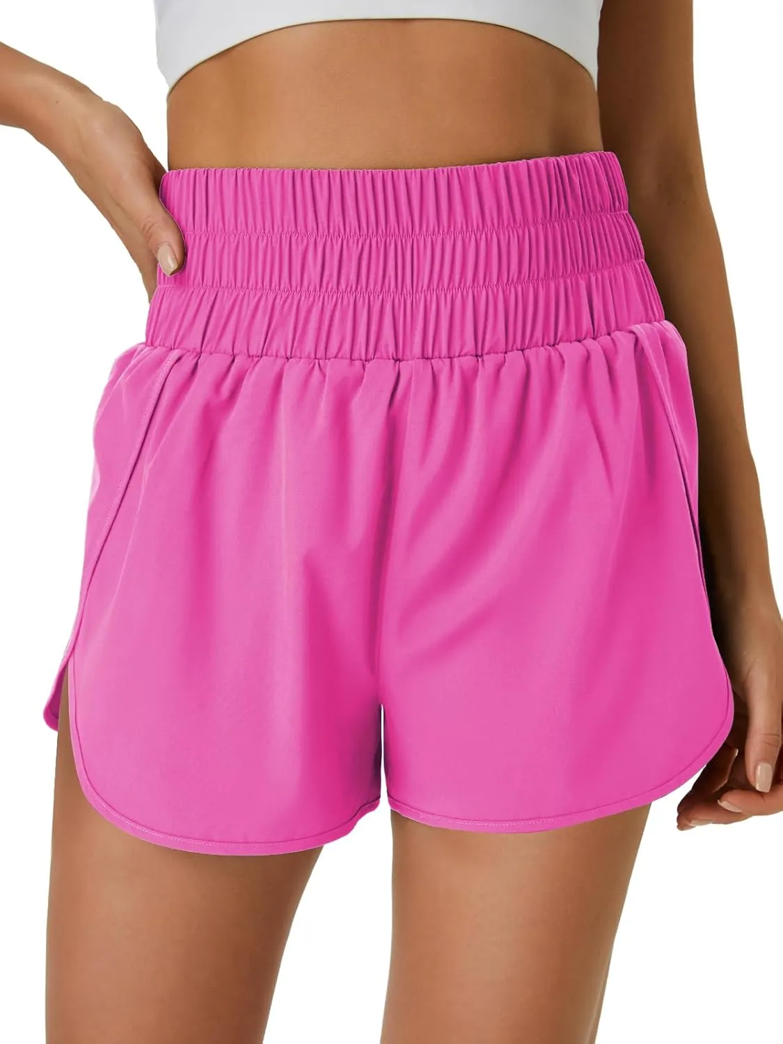 Women's Running Shorts 2 in 1 High Waisted Workout Shorts with Liner Shorts Pocket