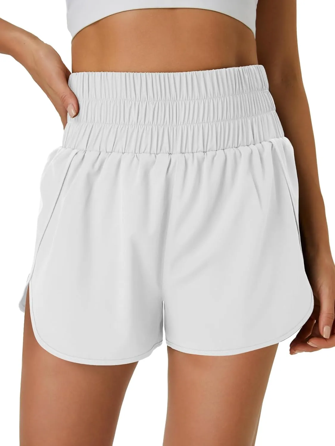 Women's Running Shorts 2 in 1 High Waisted Workout Shorts with Liner Shorts Pocket
