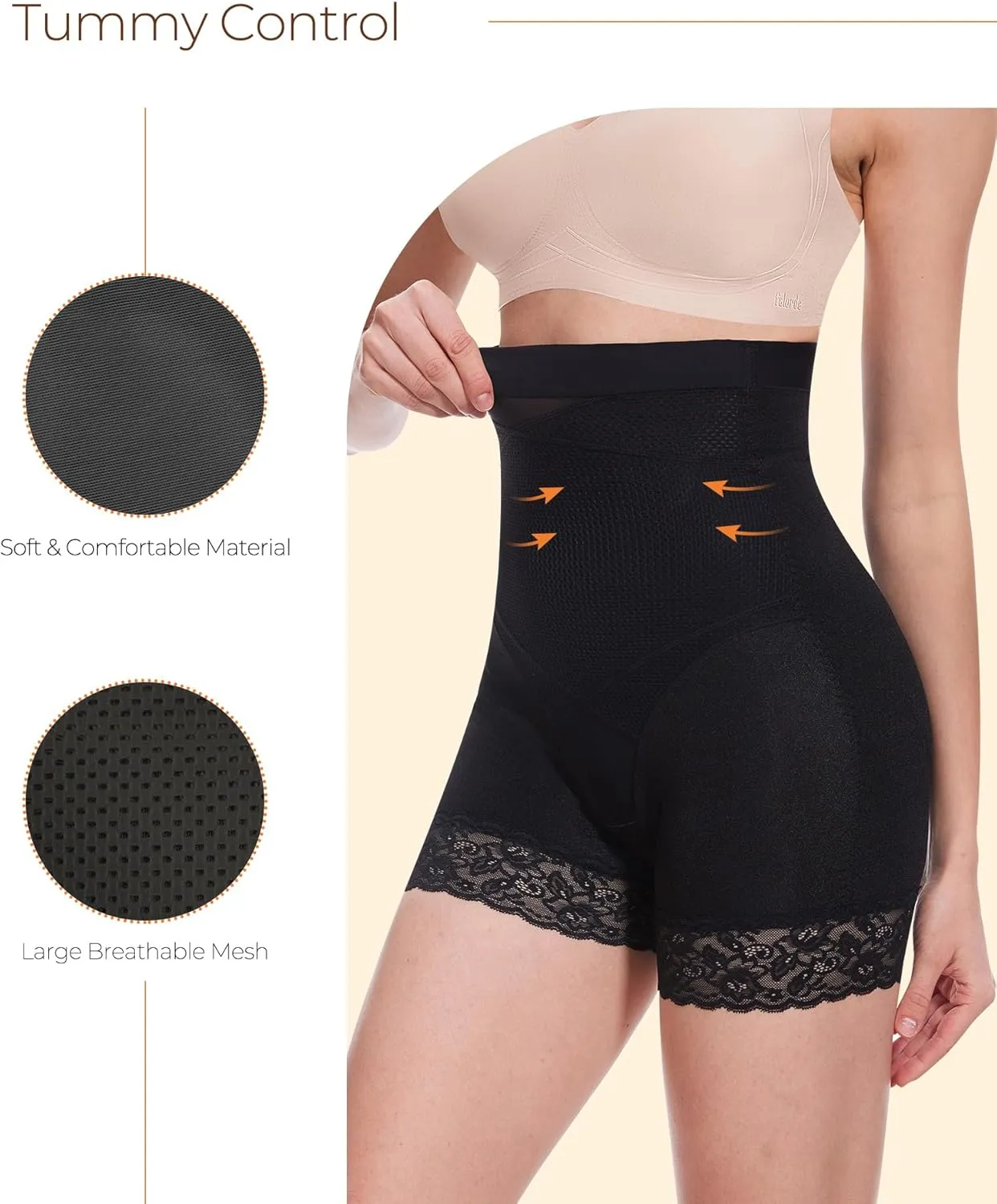 Women's Shapewear Tummy Control Body Shaper Shorts High-Waisted Slimming Butt Lifter Underwear Lace Slip Shorts