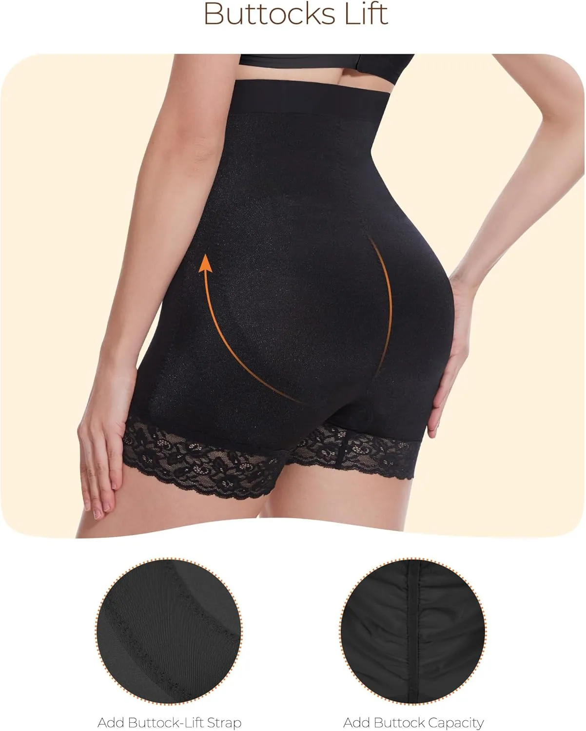 Women's Shapewear Tummy Control Body Shaper Shorts High-Waisted Slimming Butt Lifter Underwear Lace Slip Shorts