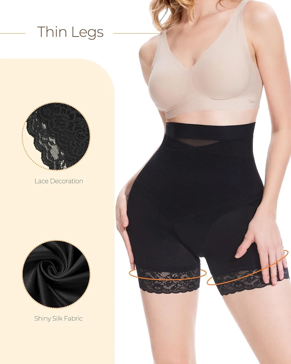 Women's Shapewear Tummy Control Body Shaper Shorts High-Waisted Slimming Butt Lifter Underwear Lace Slip Shorts