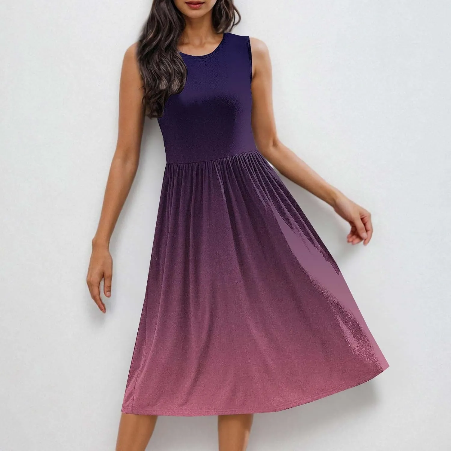 Womens Sleeveless Beach Dresses Trendy Swimsuit Cover Ups Vacation Dresses Flowy Mini Dress Swing Dresses