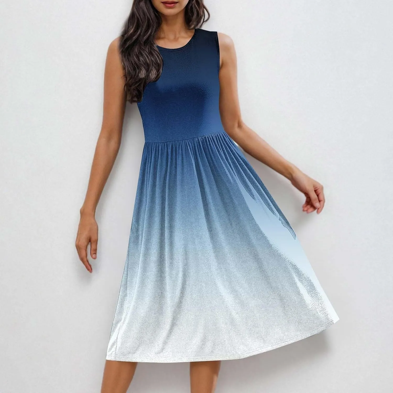 Womens Sleeveless Beach Dresses Trendy Swimsuit Cover Ups Vacation Dresses Flowy Mini Dress Swing Dresses