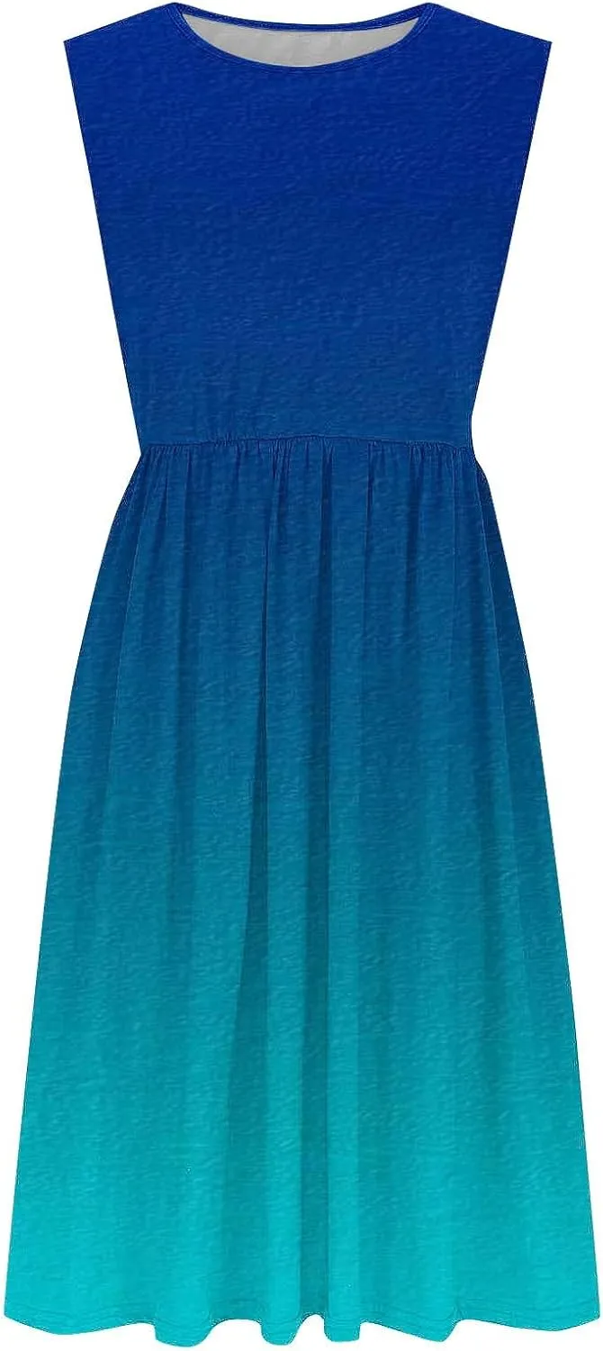 Womens Sleeveless Beach Dresses Trendy Swimsuit Cover Ups Vacation Dresses Flowy Mini Dress Swing Dresses