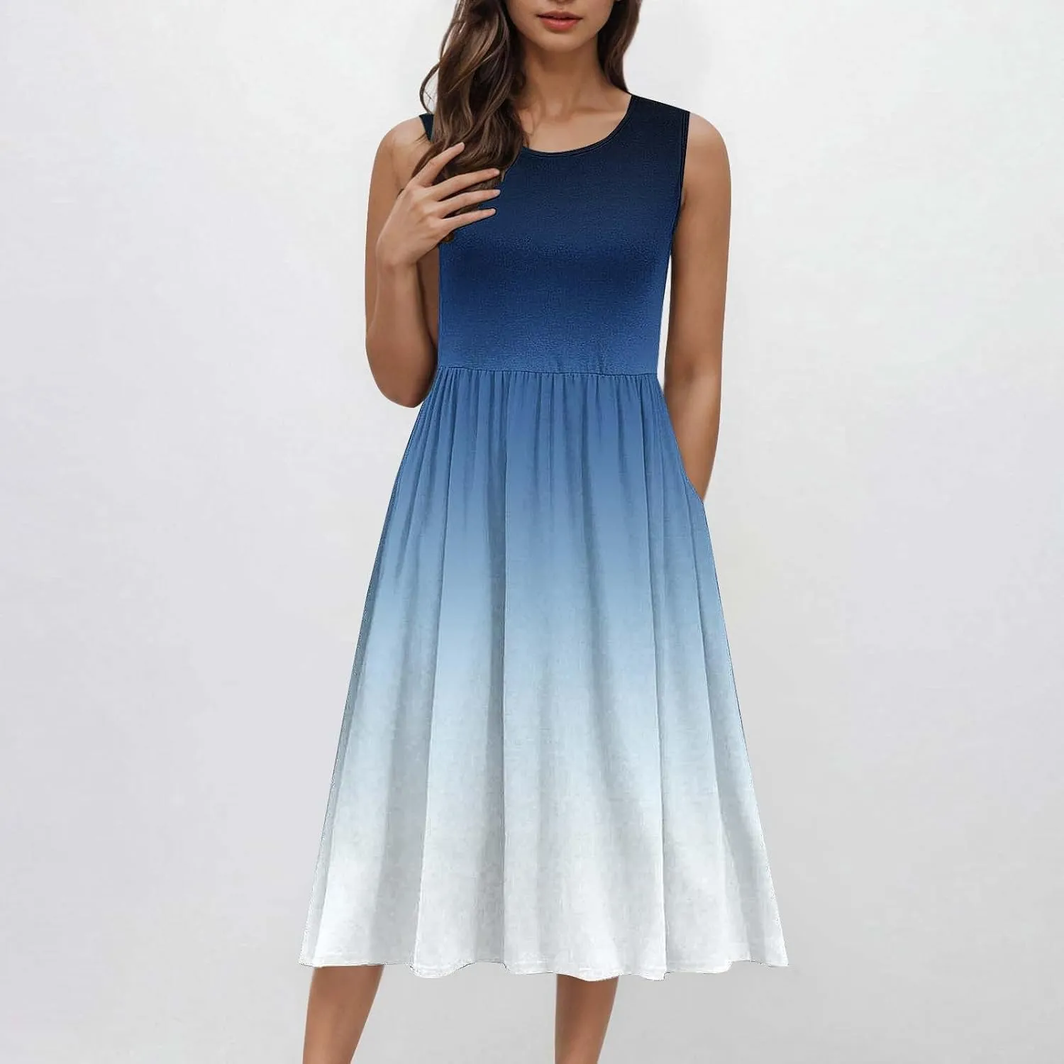 Womens Sleeveless Beach Dresses Trendy Swimsuit Cover Ups Vacation Dresses Flowy Mini Dress Swing Dresses