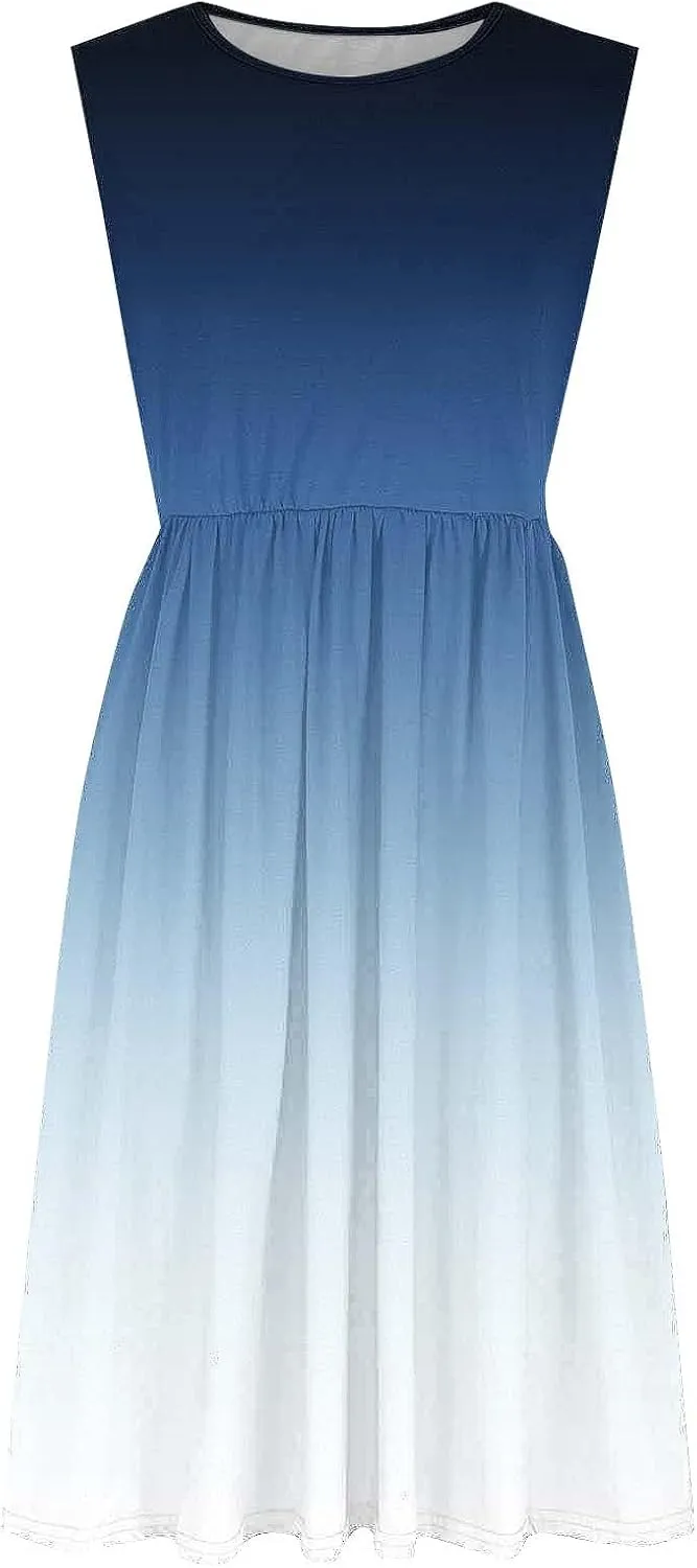 Womens Sleeveless Beach Dresses Trendy Swimsuit Cover Ups Vacation Dresses Flowy Mini Dress Swing Dresses