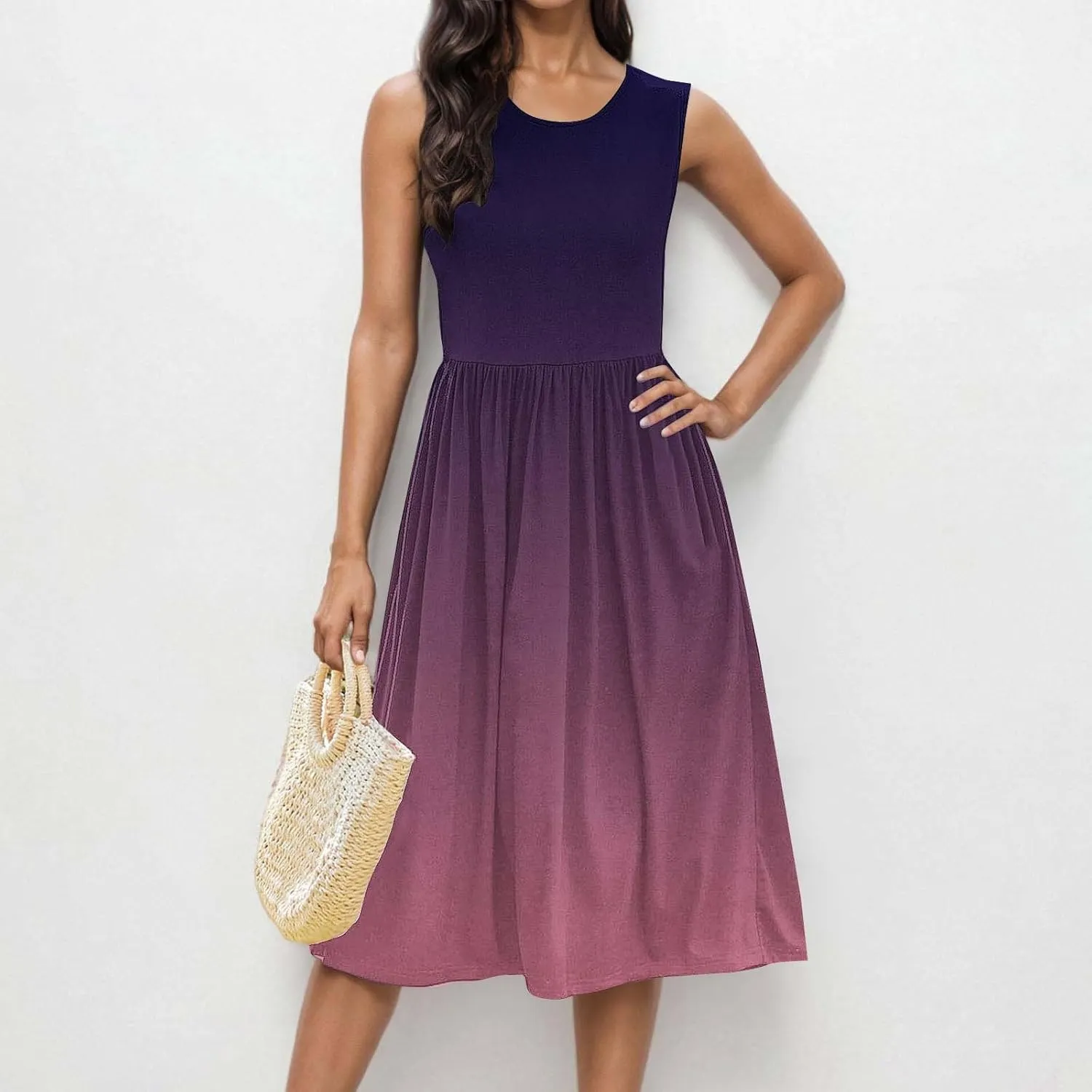 Womens Sleeveless Beach Dresses Trendy Swimsuit Cover Ups Vacation Dresses Flowy Mini Dress Swing Dresses