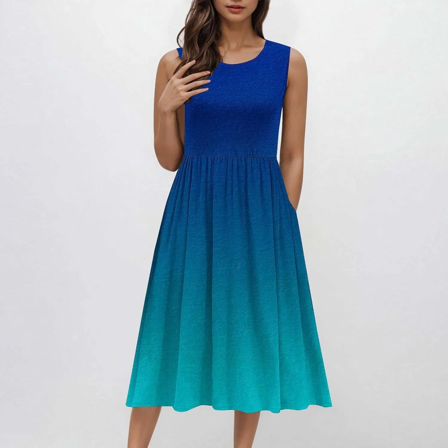 Womens Sleeveless Beach Dresses Trendy Swimsuit Cover Ups Vacation Dresses Flowy Mini Dress Swing Dresses