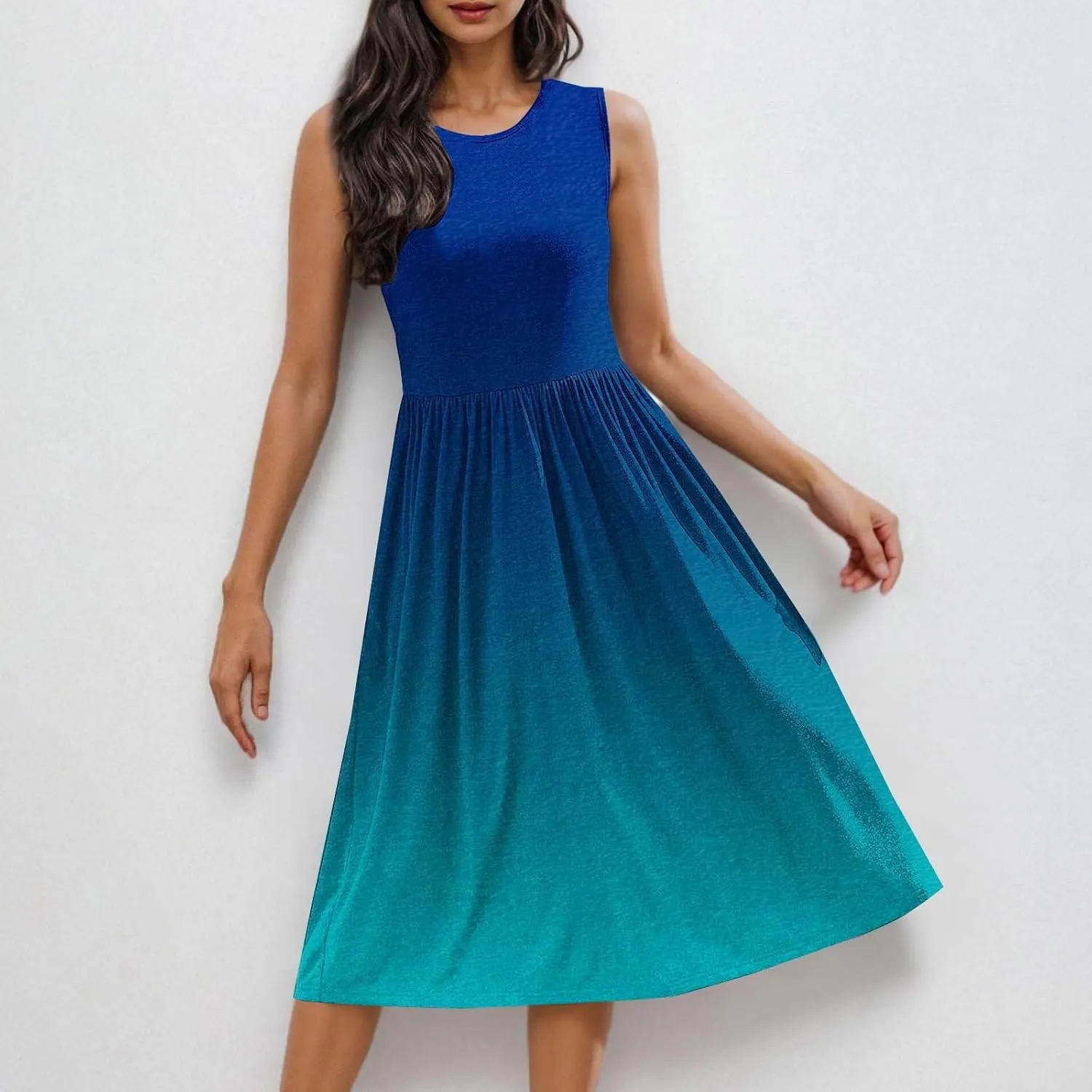 Womens Sleeveless Beach Dresses Trendy Swimsuit Cover Ups Vacation Dresses Flowy Mini Dress Swing Dresses