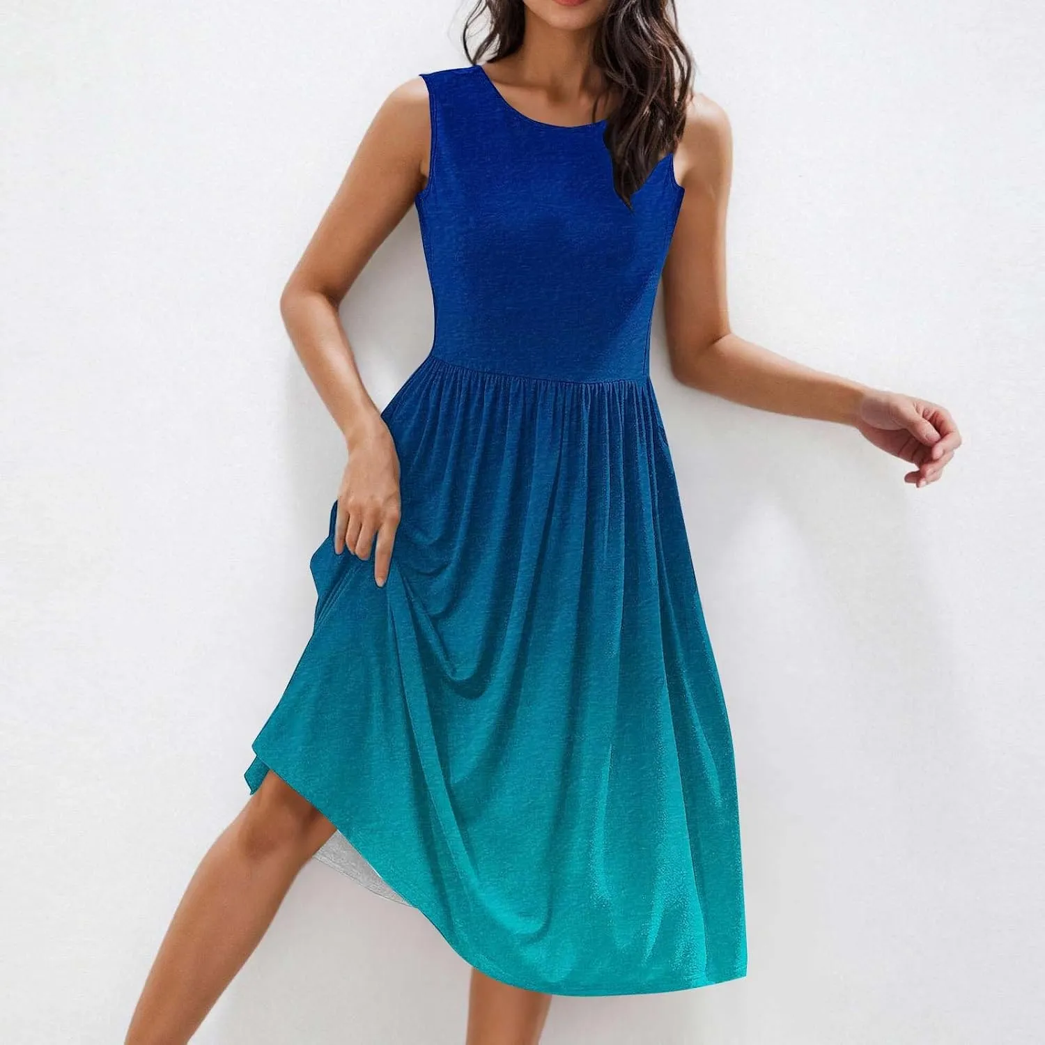 Womens Sleeveless Beach Dresses Trendy Swimsuit Cover Ups Vacation Dresses Flowy Mini Dress Swing Dresses