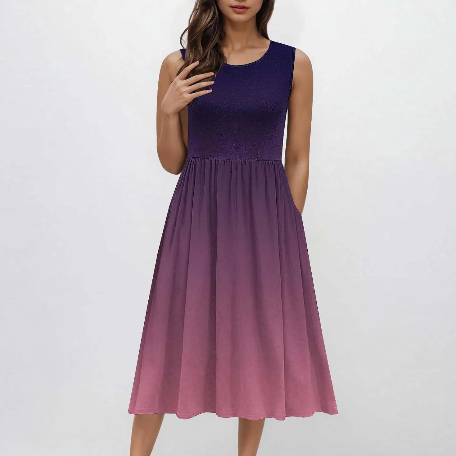 Womens Sleeveless Beach Dresses Trendy Swimsuit Cover Ups Vacation Dresses Flowy Mini Dress Swing Dresses