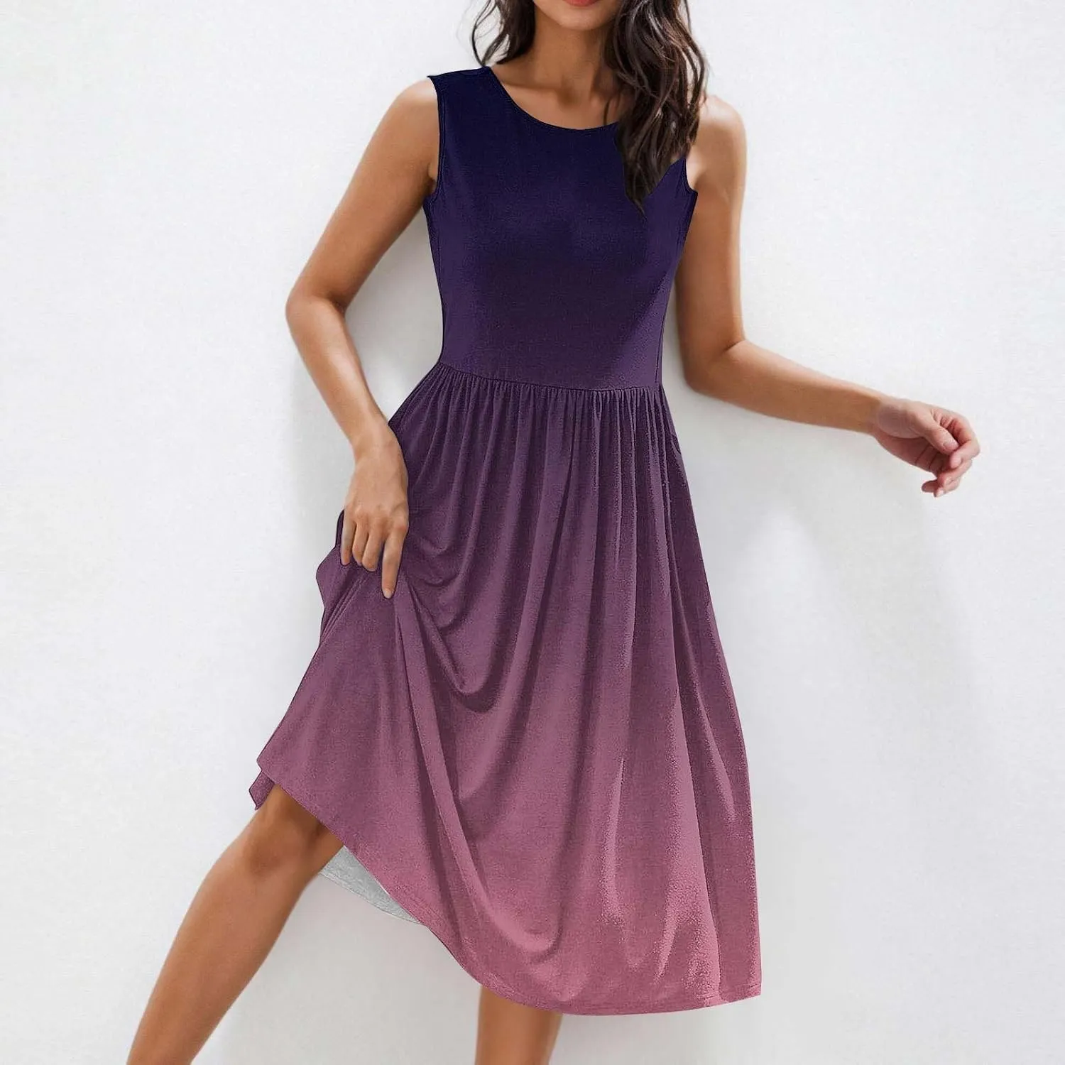 Womens Sleeveless Beach Dresses Trendy Swimsuit Cover Ups Vacation Dresses Flowy Mini Dress Swing Dresses