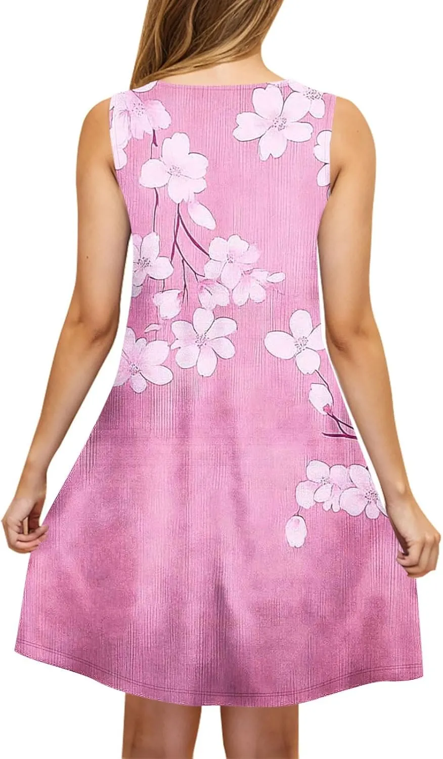 Womens Summer Dresses 2025 Trendy Crewneck Sleeveless Midi Dresses Casual Printed Vacation Boho Floral Dresses