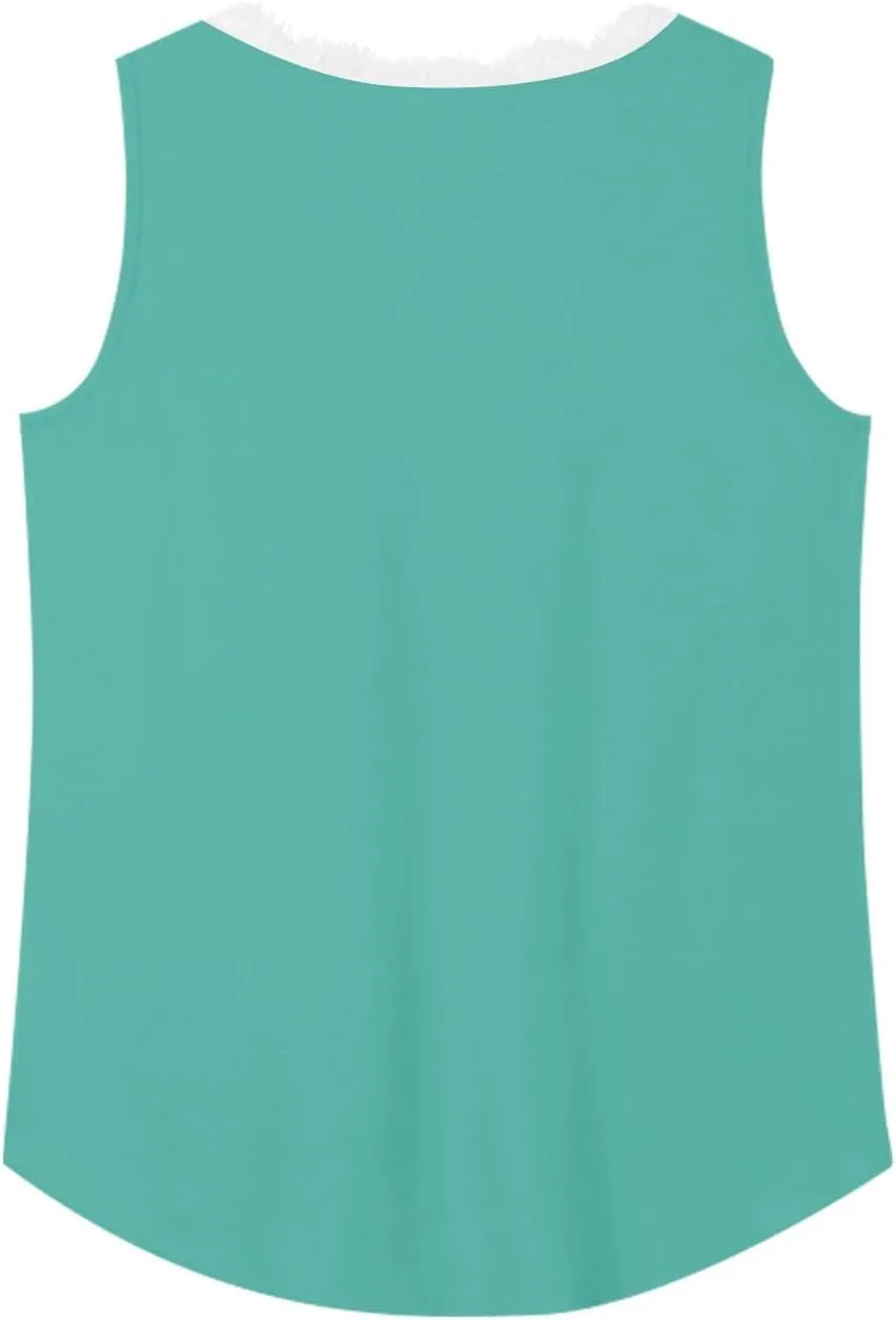 Womens Summer Tank Tops Loose Fit Lace V Neck Sleeveless Tunic Tops Dressy Casual Flowy Shirts
