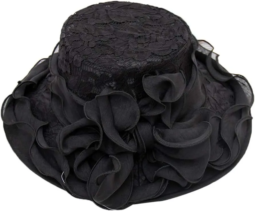 Womens Sun Hats Summer Wide Brim Flower Bucket Hat Elegant Lace Beach Holiday Hats Party Bridal Dress Hats