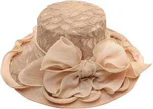 Womens Sun Hats Summer Wide Brim Flower Bucket Hat Elegant Lace Beach Holiday Hats Party Bridal Dress Hats